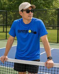 Load image into Gallery viewer, Man wearing Game On Pickleball paddle ready graphic tee