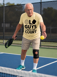 Load image into Gallery viewer, "Old Guys Rule the Court T-Shirt – Men's lifestyle mockup, pickleball graphic tee"