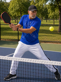 Load image into Gallery viewer, Man wearing Double Backhand pickleball graphic tee